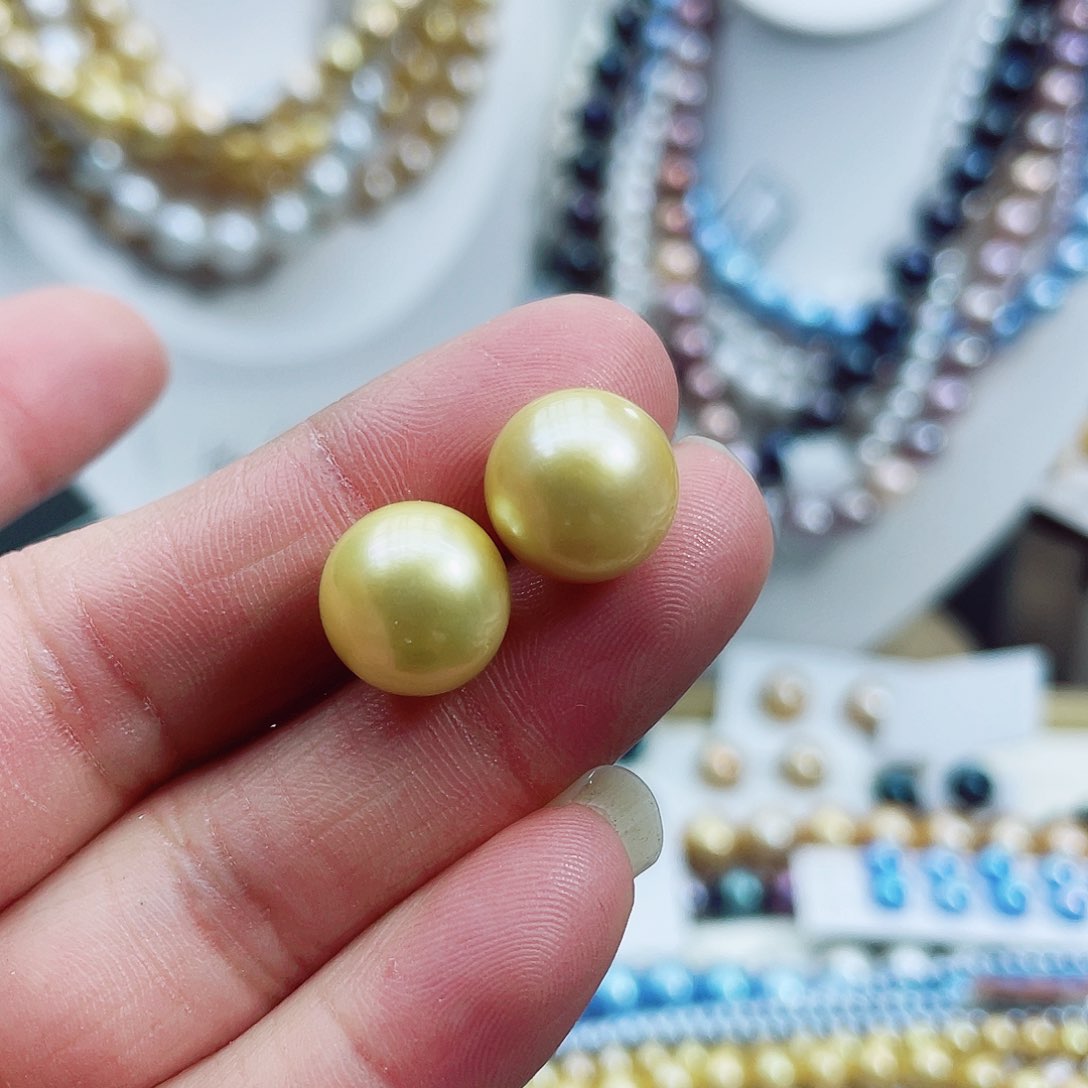 淡水珍珠耳钉银S925镶嵌
