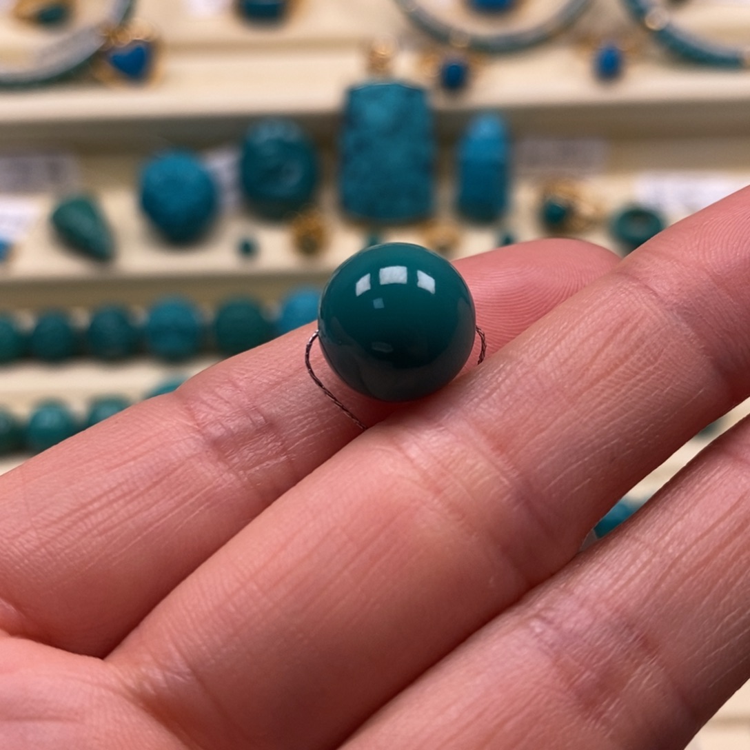 绿松石未镶嵌珠宝奇石直径13圆珠