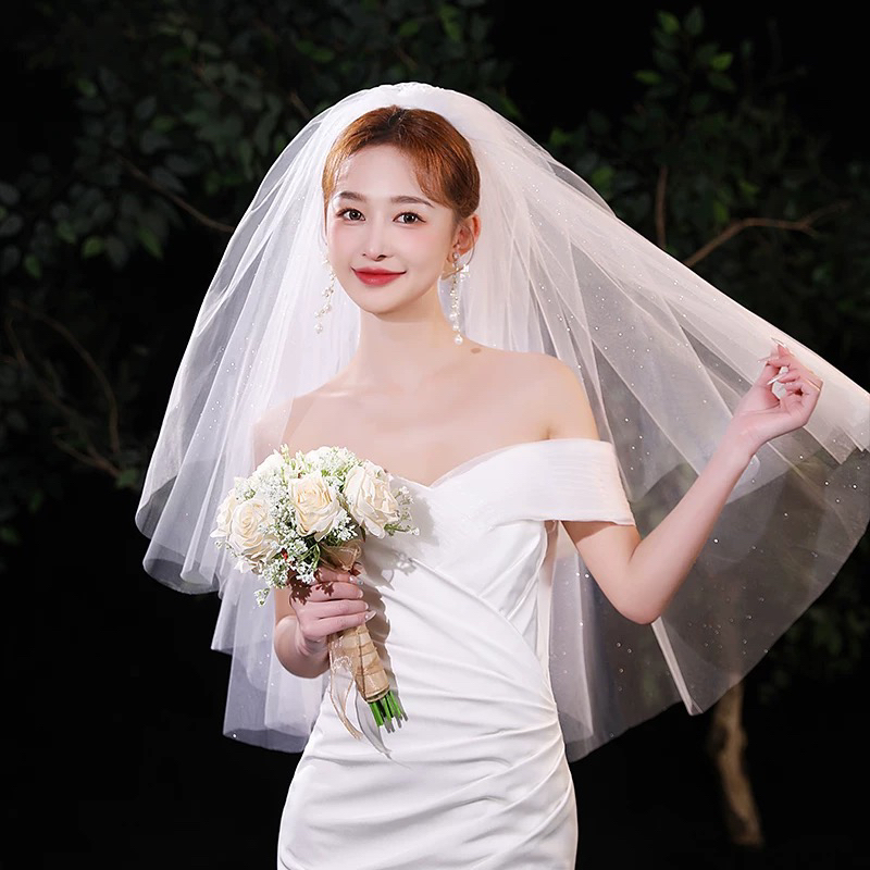 半透森系多层新娘见外包装头纱结婚网红甜美风