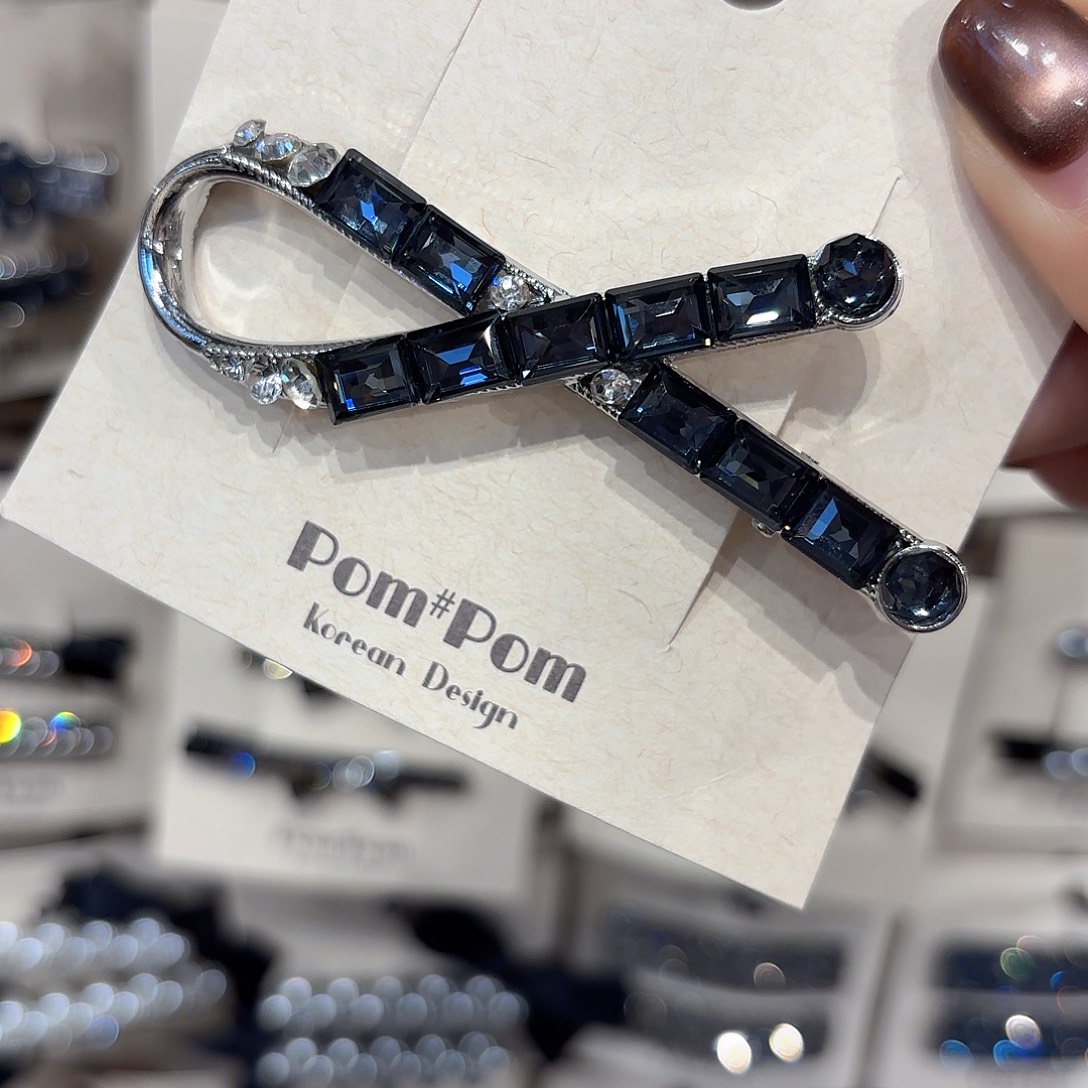 皮质铁合金蓝色飘带蝴蝶结一个