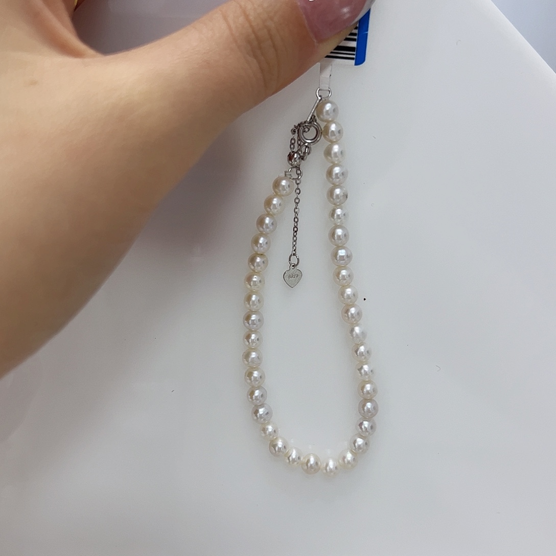 淡水珍珠手链银S925镶嵌b632