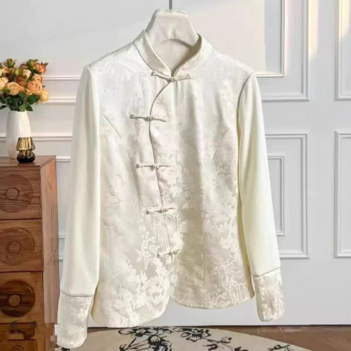 时尚新中式复古设计感立领气质百搭显瘦衬衫2024D4887园园