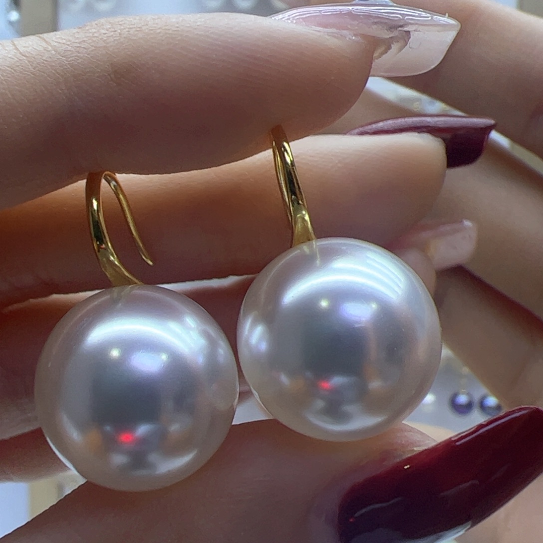 淡水珍珠耳饰18K金镶嵌