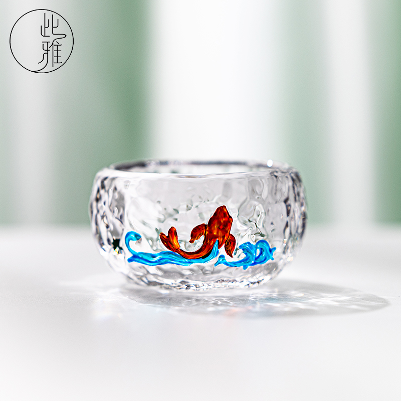 年年有鱼水晶主人杯茶杯个人专用高档男女士杯子建盏功夫茶具茶盏