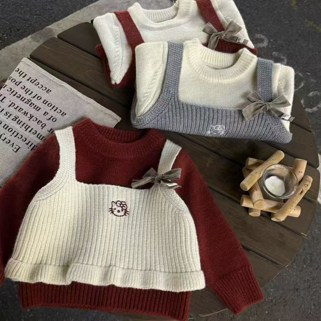 hello kity假两件加厚毛衣