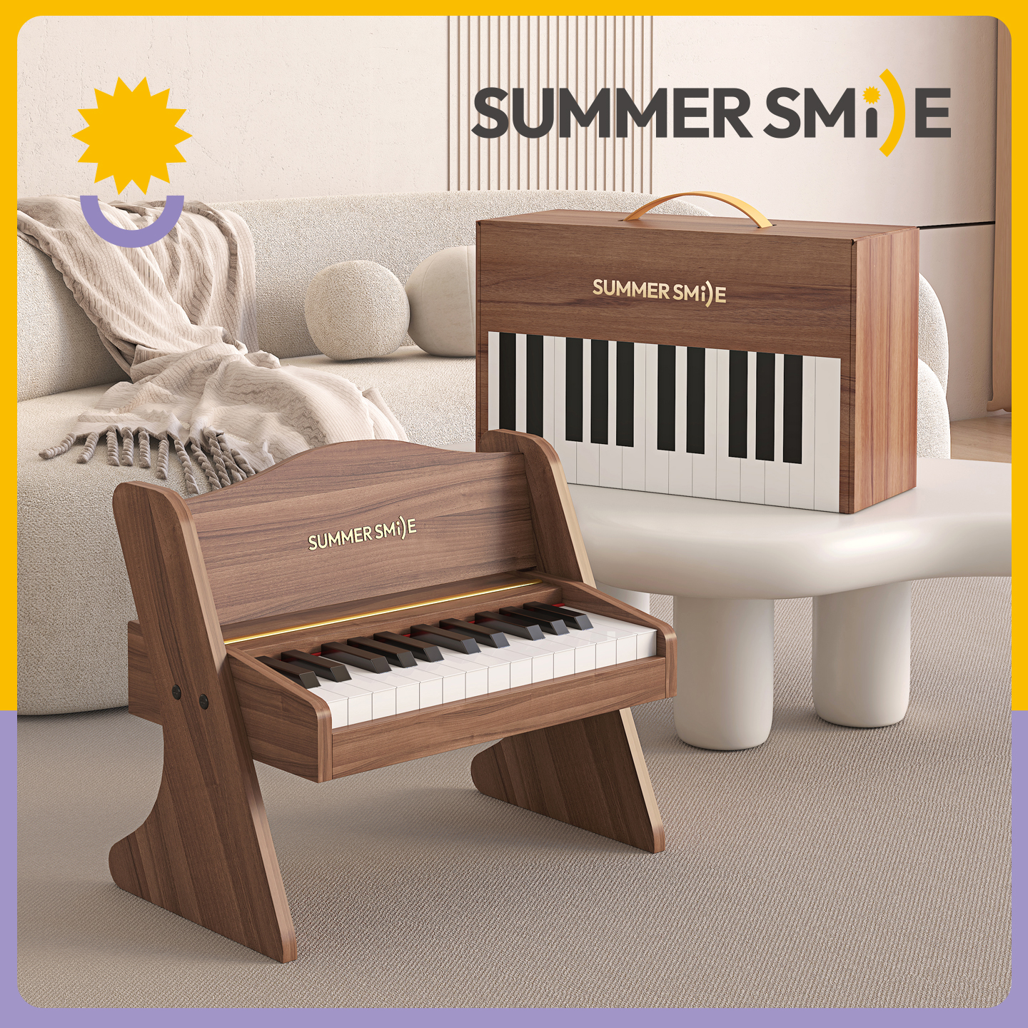 德国summersmile木质小钢琴电子琴宝宝幼儿男女孩周岁玩具礼物
