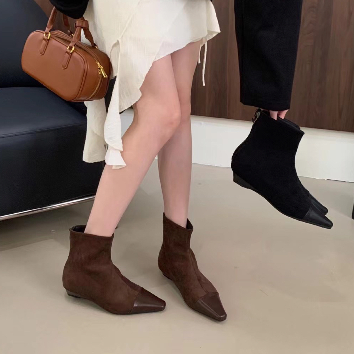 女鞋秋冬女靴高跟复古时装靴单靴短靴弹力靴