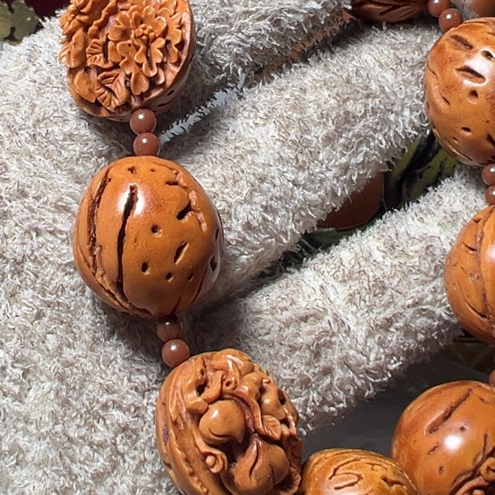 让***好八宝桃核手串手工的