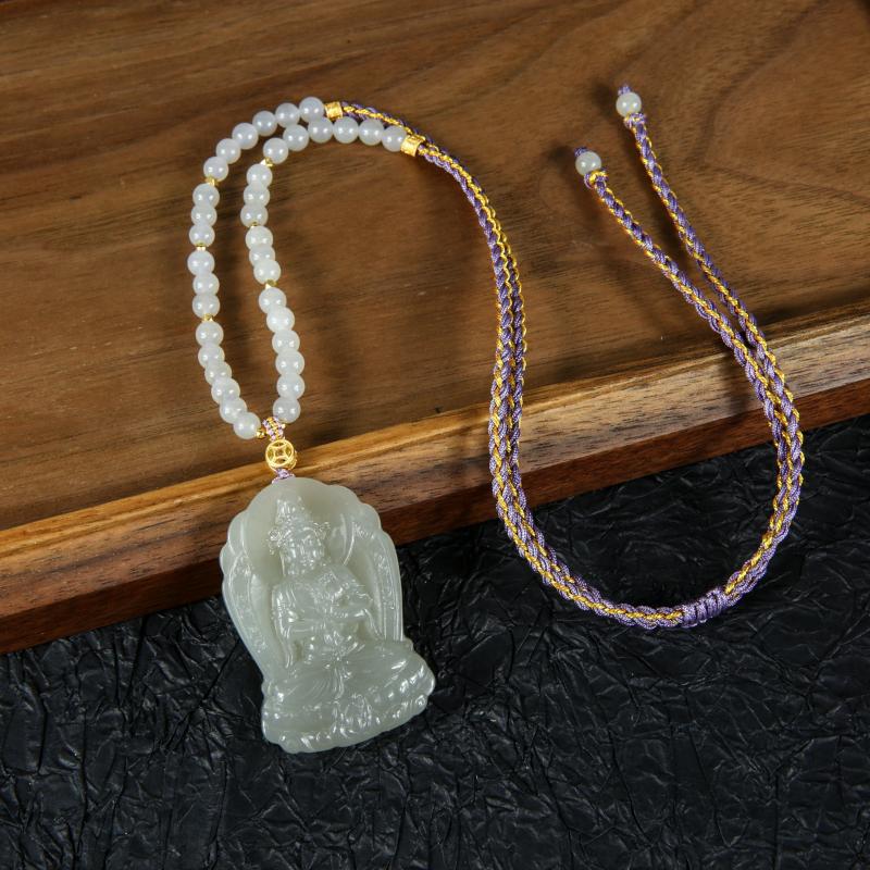 【香掌柜】和田玉冰烟紫观音吊坠（发一件）