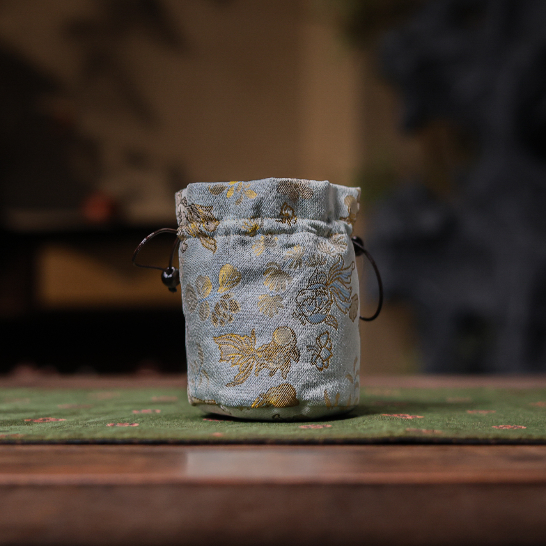 【九姐爱喝茶】【金鱼水藻】水蓝色皮绳圆口单杯袋（慢蓝S1624）