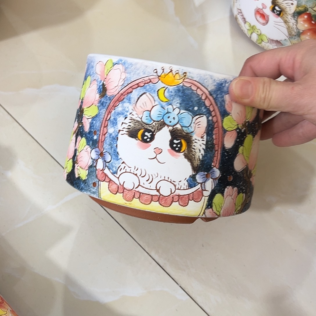 眼***海景德镇炫彩手绘景德镇陶瓷花盆