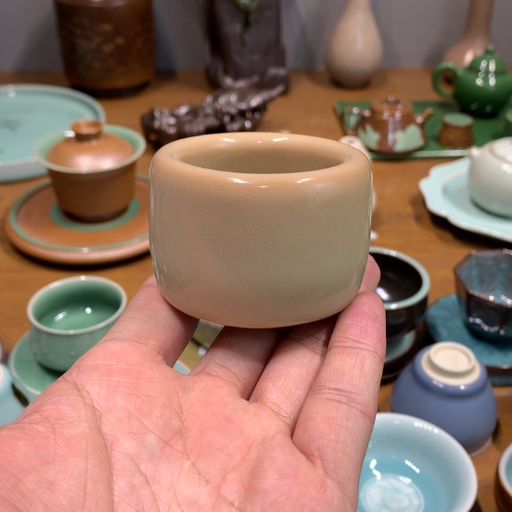 龙泉青瓷微瑕米黄釉扳指