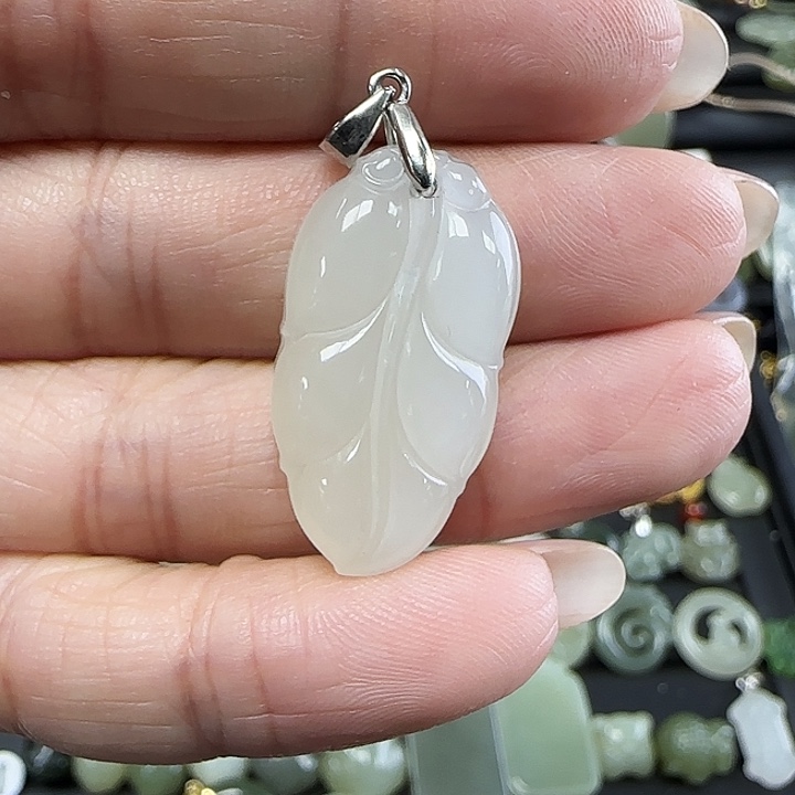 和田玉吊坠(不含链)银S925镶嵌