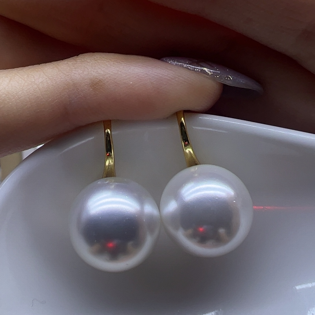 18K金镶嵌淡水珍珠耳饰