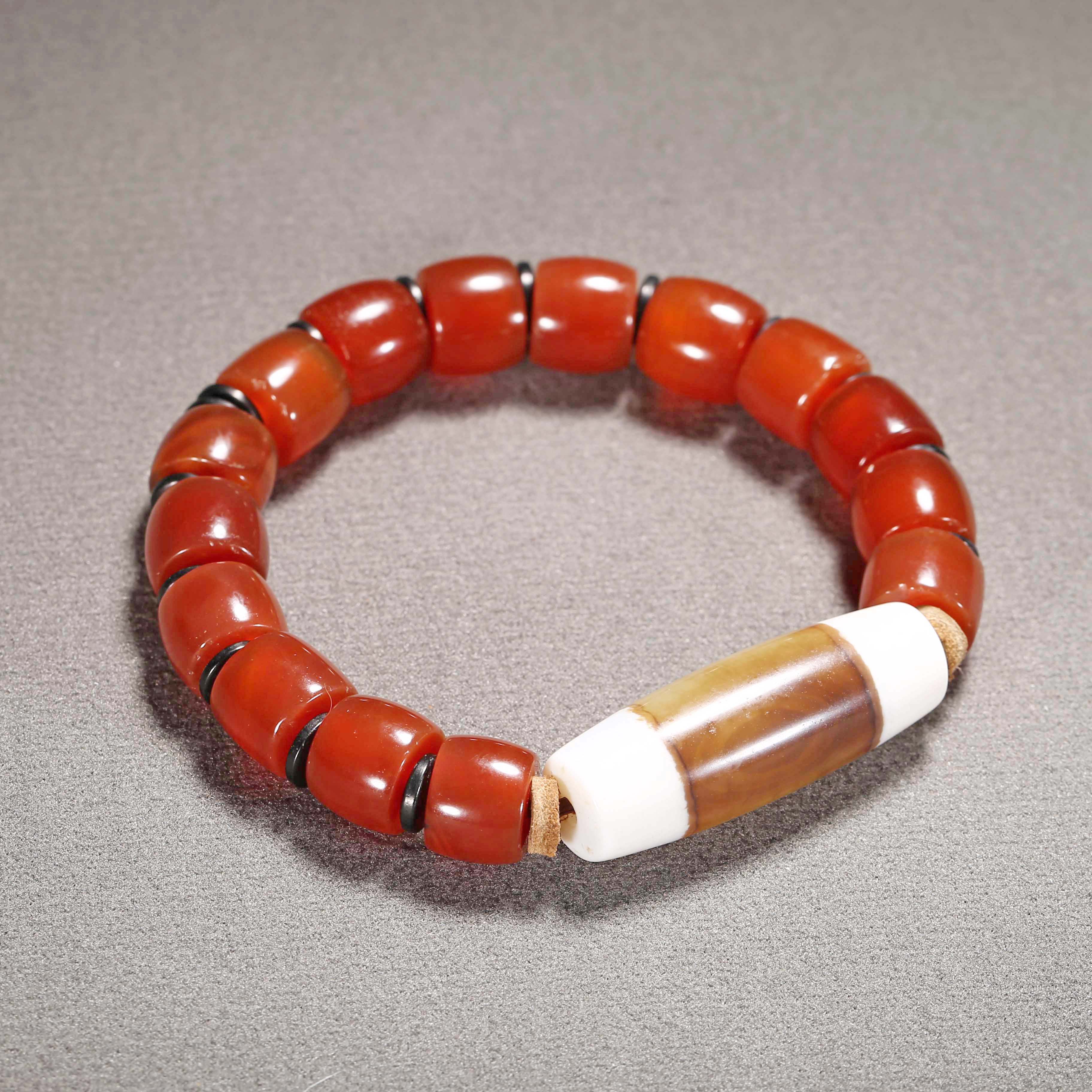 【济文阁】JFYG20123052清代 红玛瑙剁珠手串