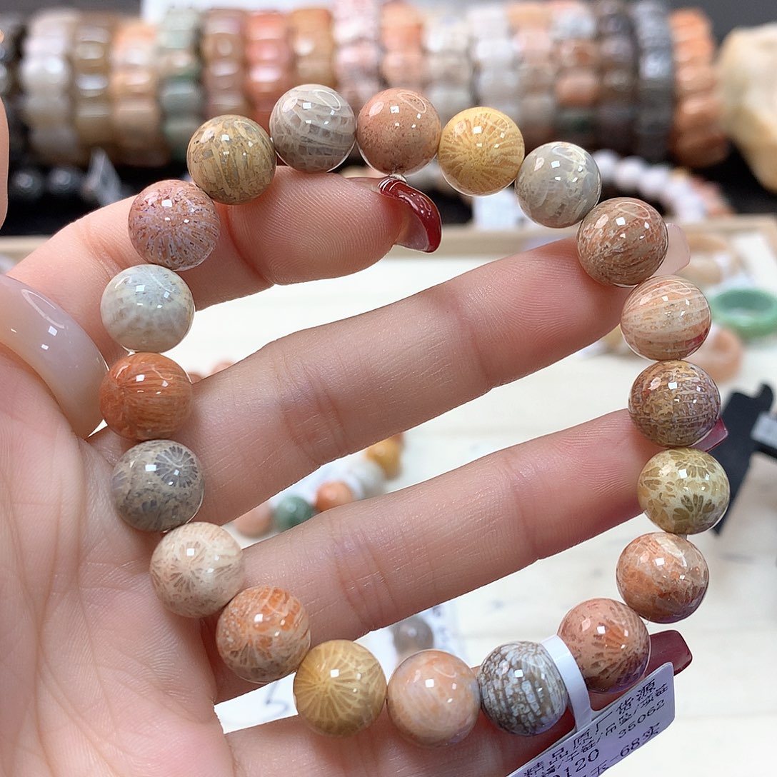 硅化珊瑚（珊瑚玉）手链未镶嵌清****洛126