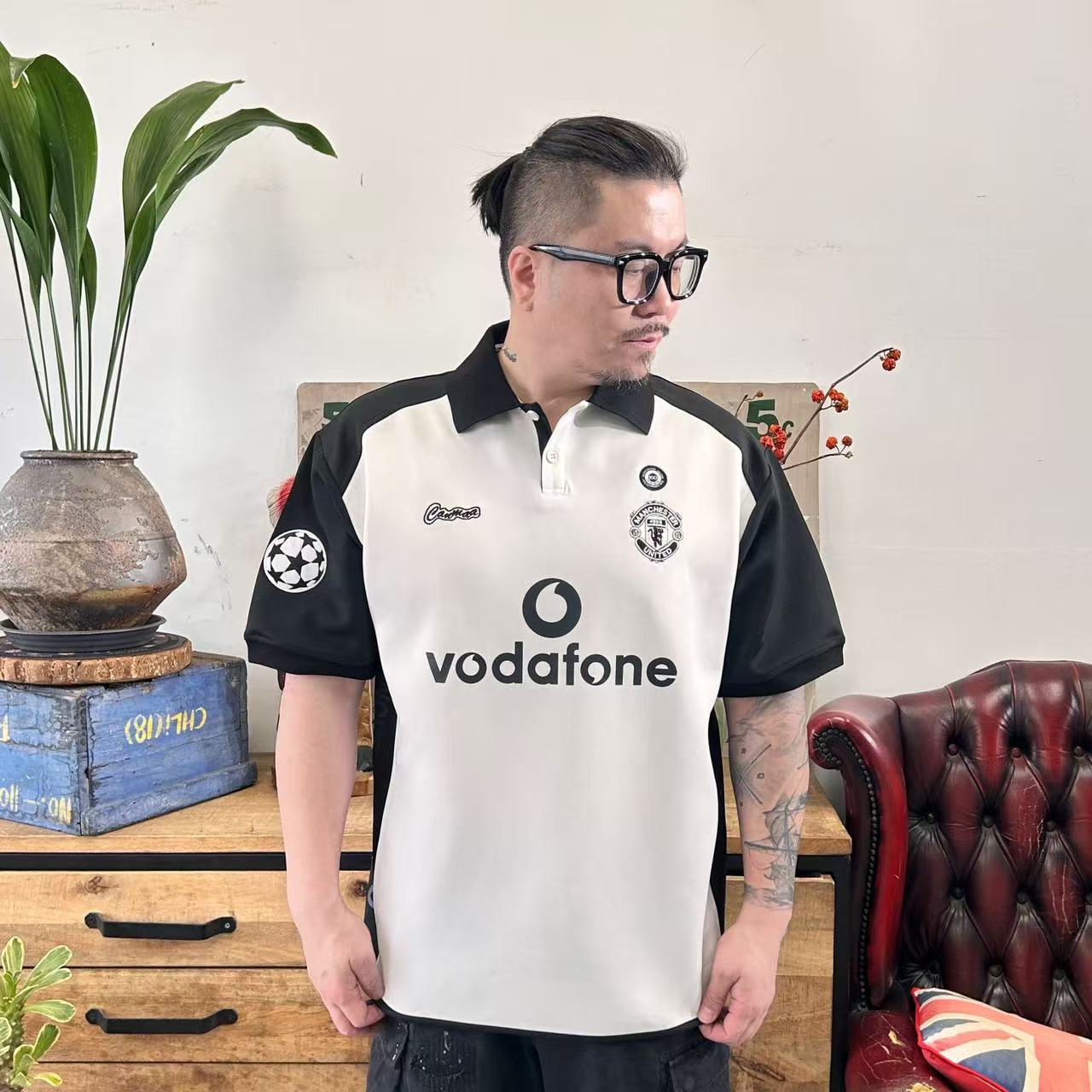 现货-曼联7号足球服夏季透气休闲运动美式速干印花黑色百搭帅气