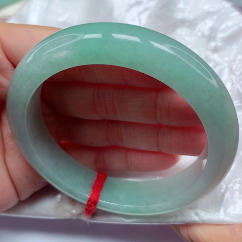 【闪购商品】翡翠手镯未镶嵌冰糯葡萄绿手镯5758圈14号