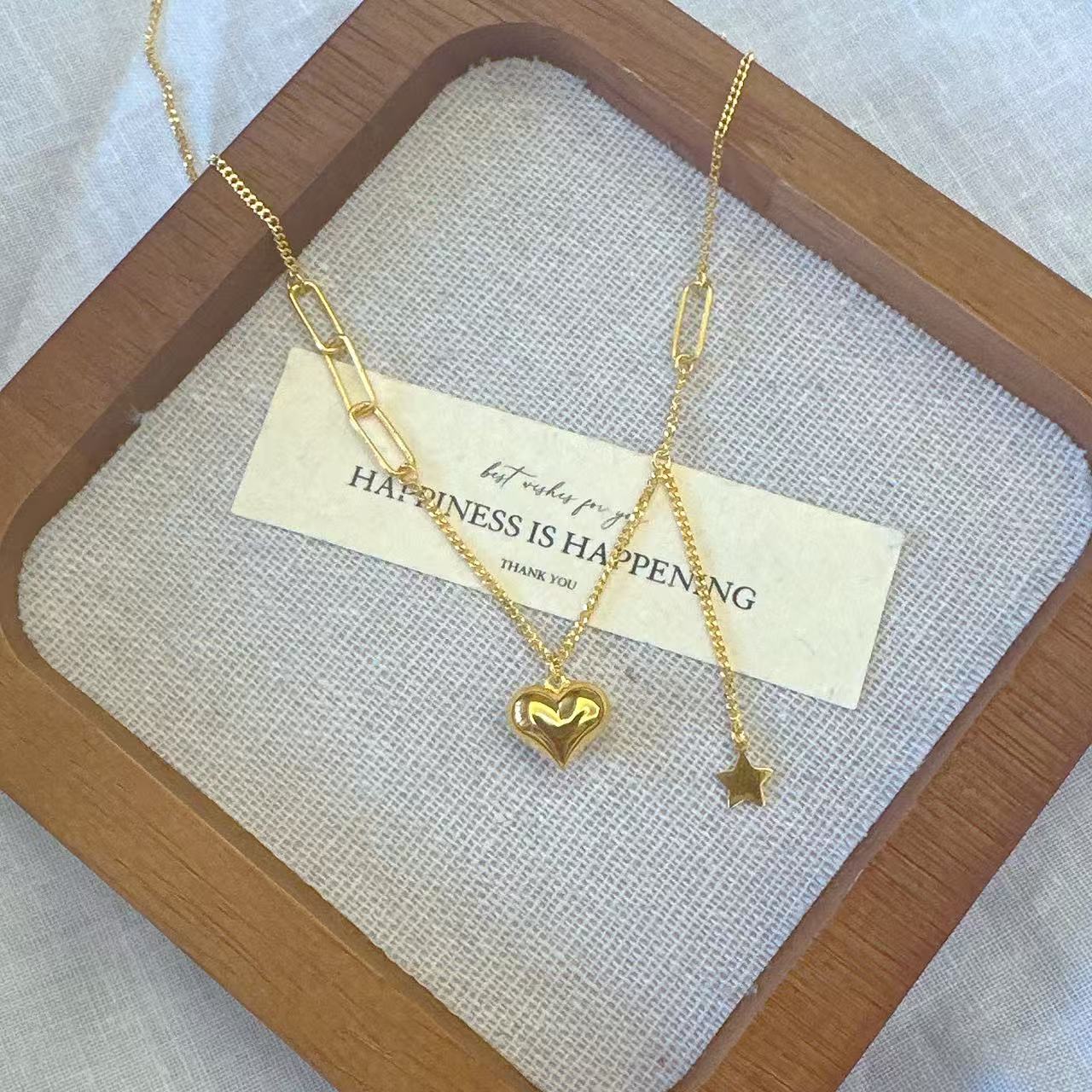 【光面爱心黄金项链】足金999 不支持7天无理由