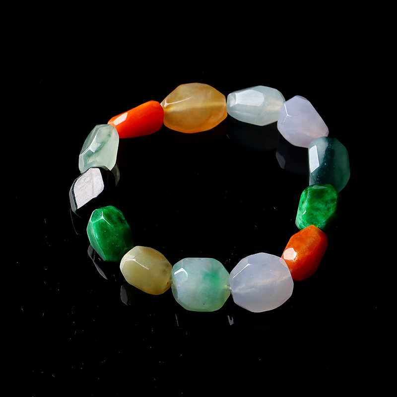 名玉艺术 天然缅甸翡翠 冰种 红翡 黄翡 随型翡翠手串 珠串 手链