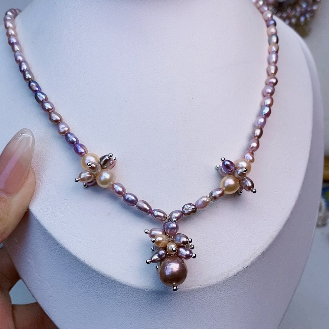 淡水珍珠颈饰银S925镶嵌