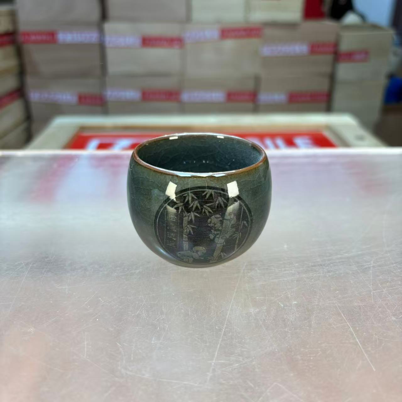 秋香茶具 蜜色开窗竹子主人杯茶杯品茗杯-6502-2401