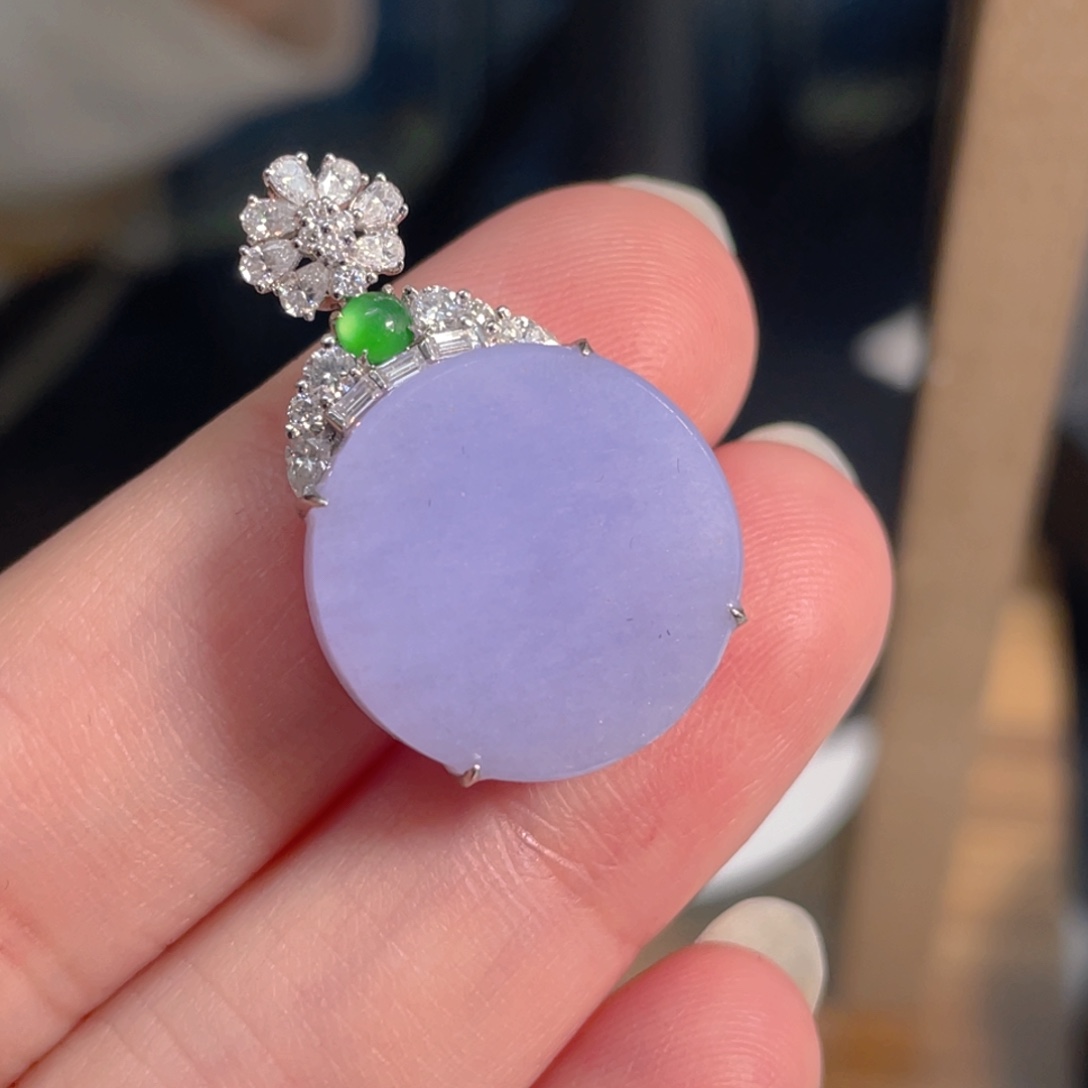 翡翠18K金镶嵌吊坠(不含链)