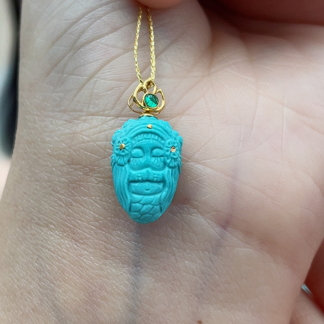 绿松石颈饰18K金镶嵌