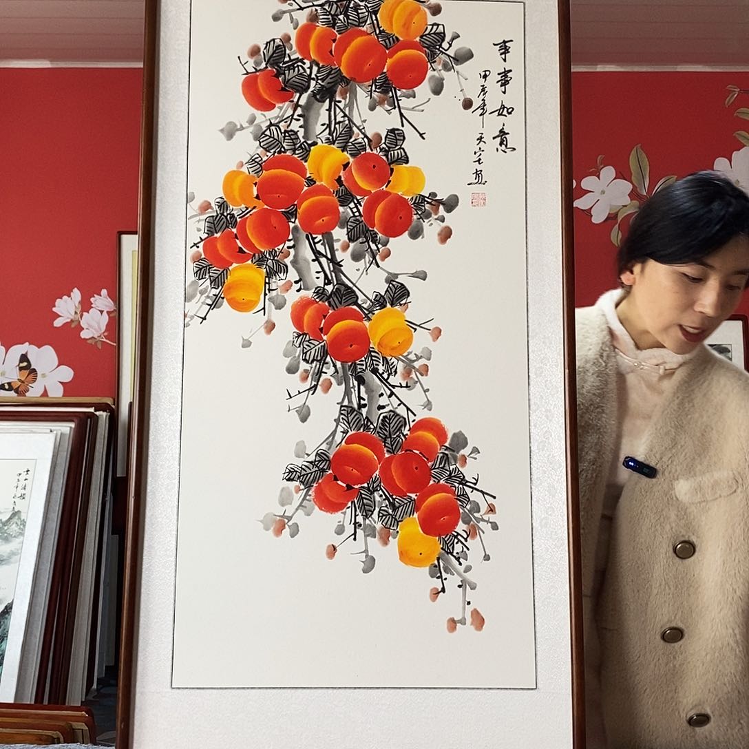 国画手绘带框包邮