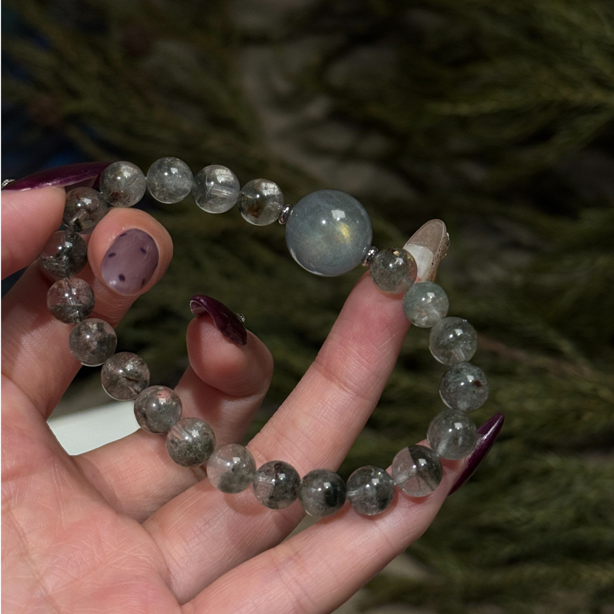 原创设计品牌“绿夜幽灵”小众设计绿幽灵福福款水晶手串171