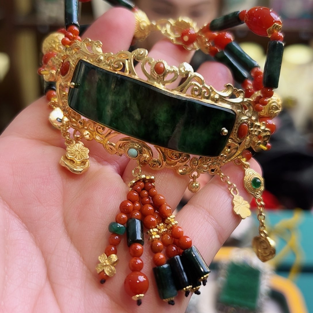 翡翠手链银S925镶嵌古风