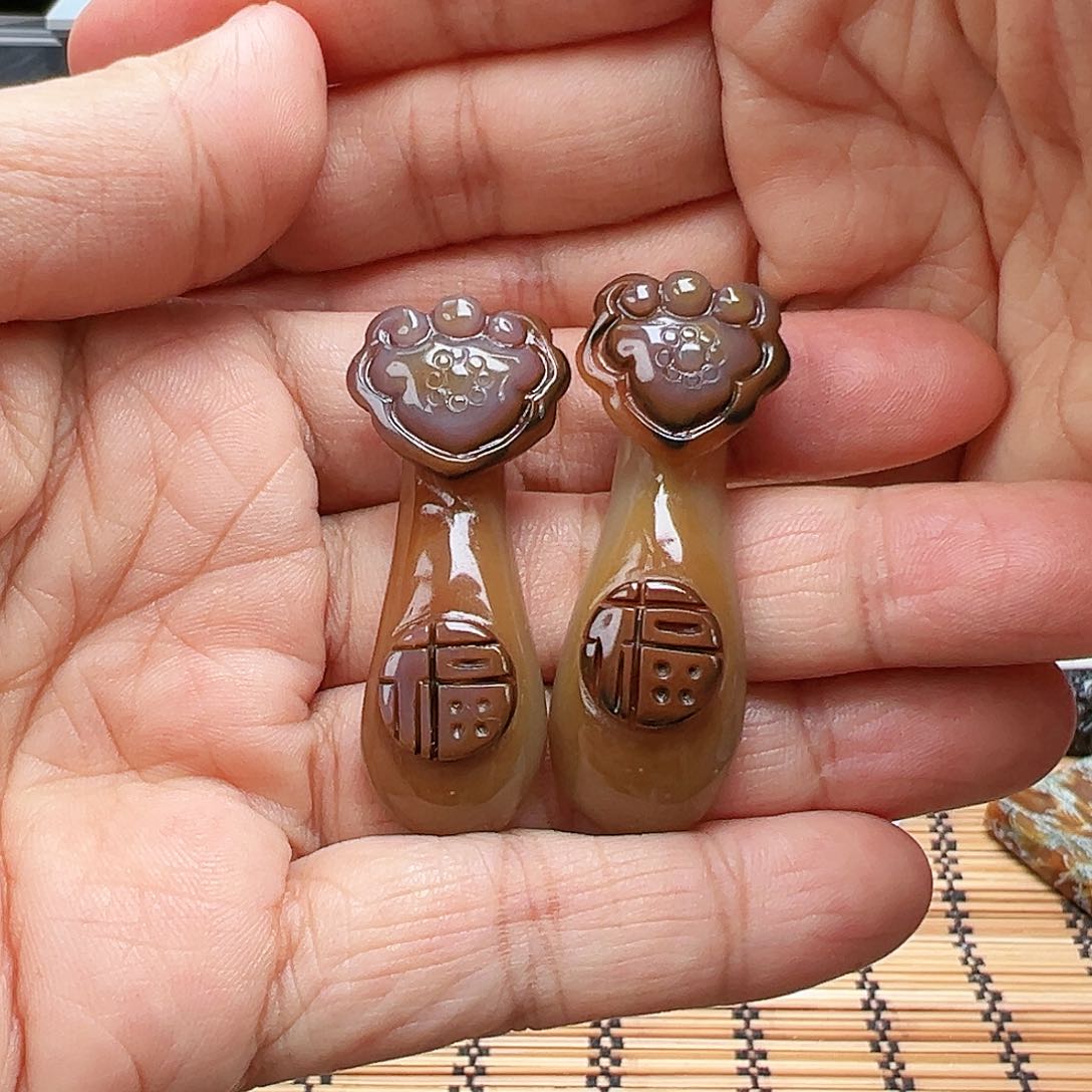 未镶嵌玛瑙/玉髓珠宝半成品随机2发一
