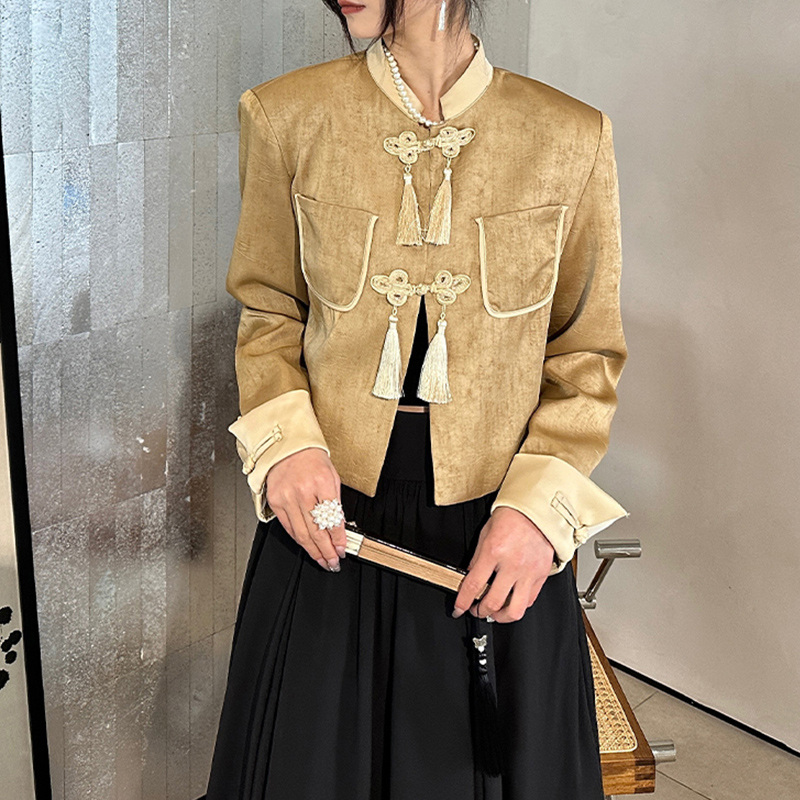 胖mm中国风气质短外套女2025春秋大码高级感国风复古甜美短款上衣