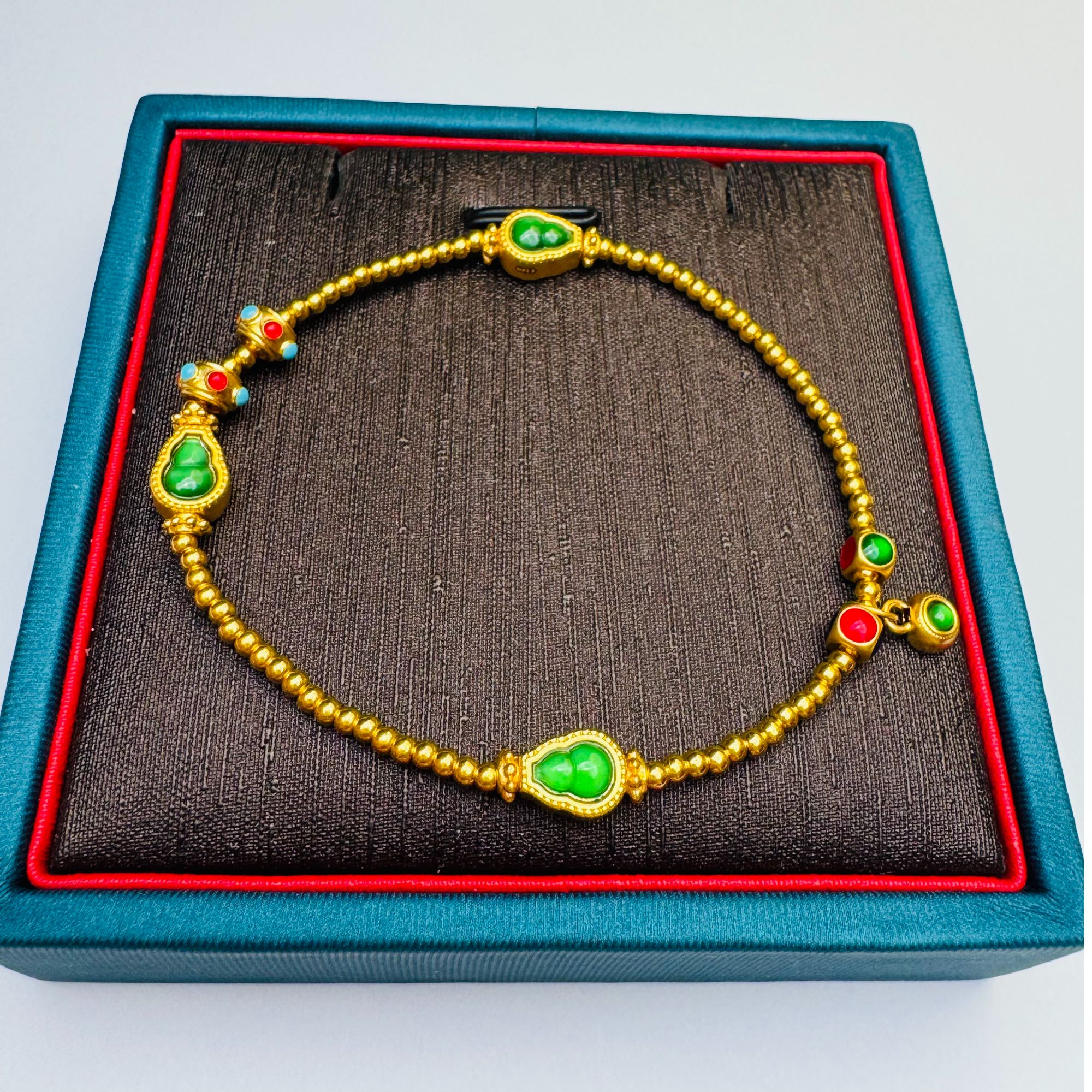 11#足金999 珐琅彩 葫芦金珠跑环（卡2金珠80个 ）