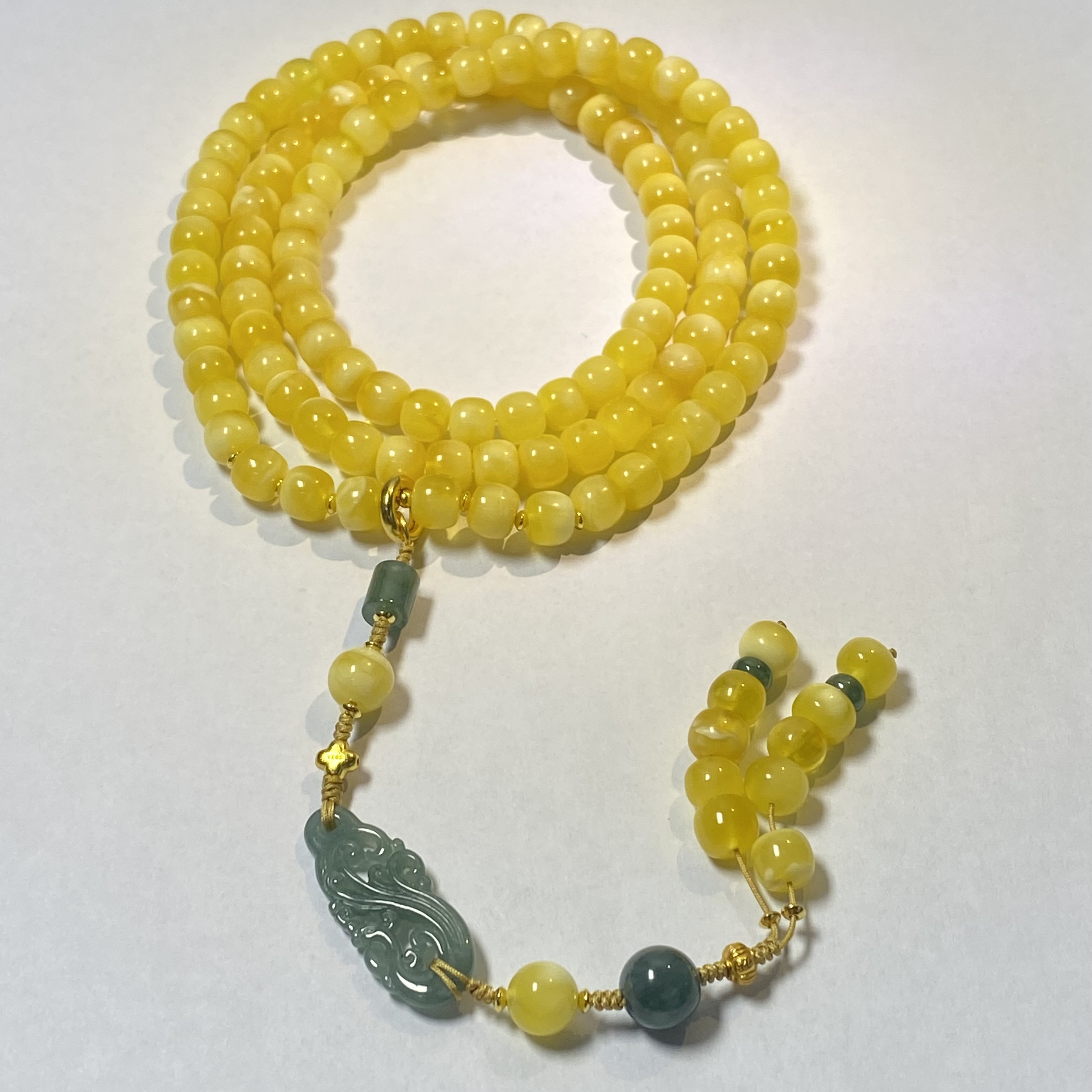 【亿轩珠宝】ZX145706金白老型弹力绳毛衣链diy蓝水翡翠7-8mm+