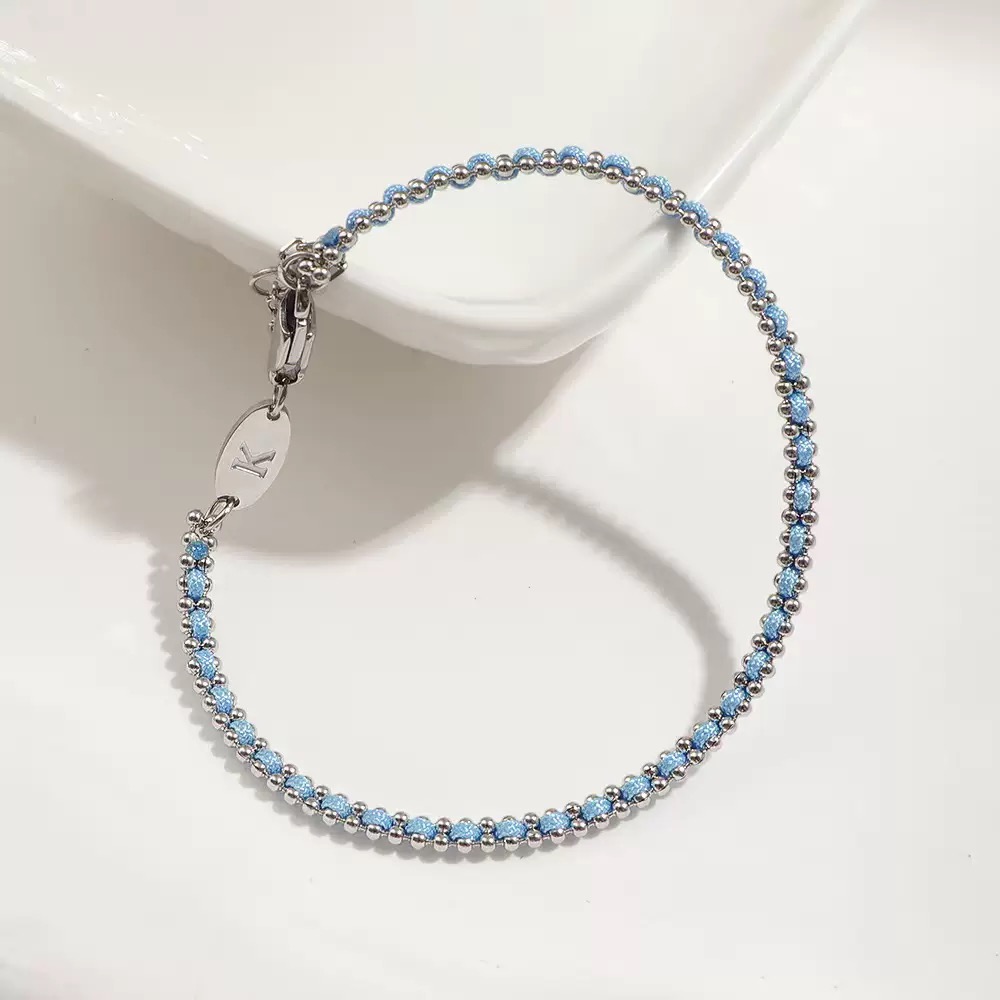 布艺手链 带细节蓝色编绳手链318