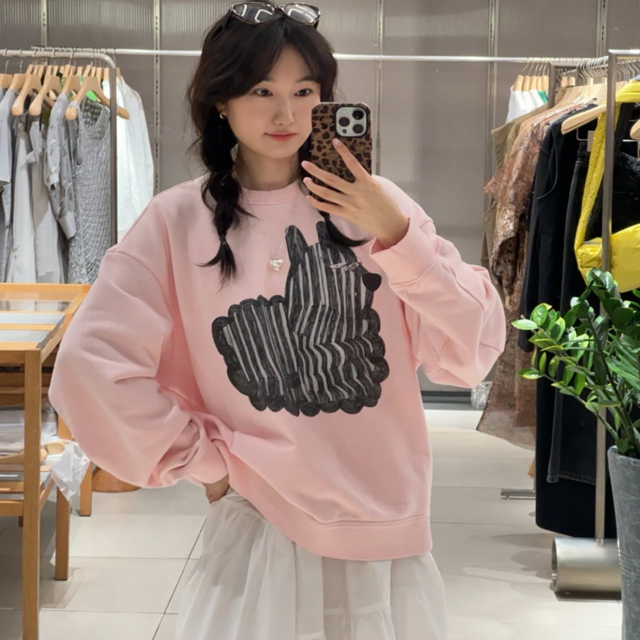 【现货秒发】江南25秋冬休闲百搭棉质卡通狗狗图案套头卫衣