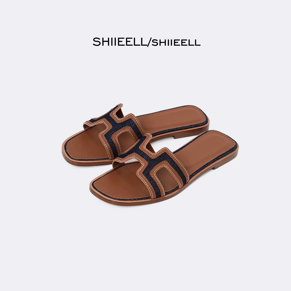 SHIIEELL夏季新款设计感舒适洋气气质复古印花中古款休闲鞋W5054