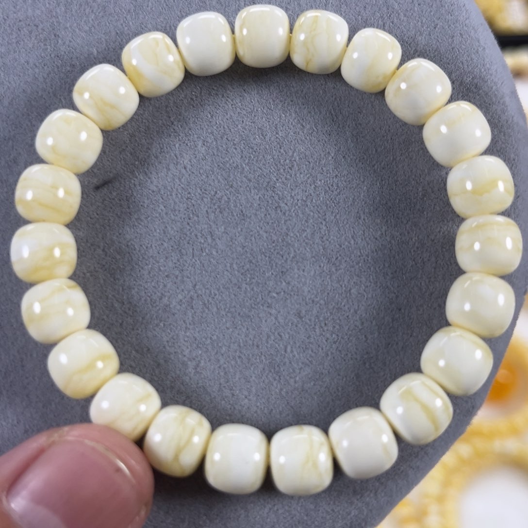 蜜蜡手串未镶嵌俄料同料瓷白金丝纹虎皮