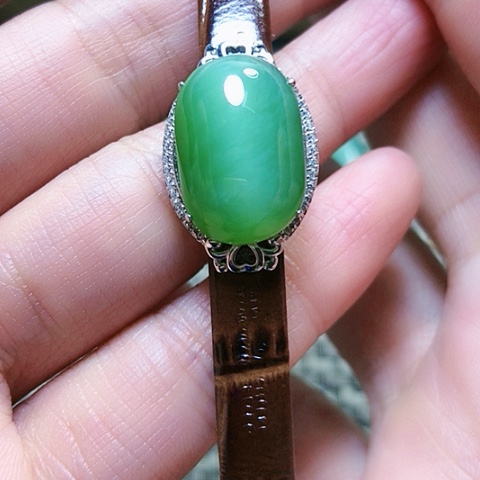 和田玉戒指银S925镶嵌