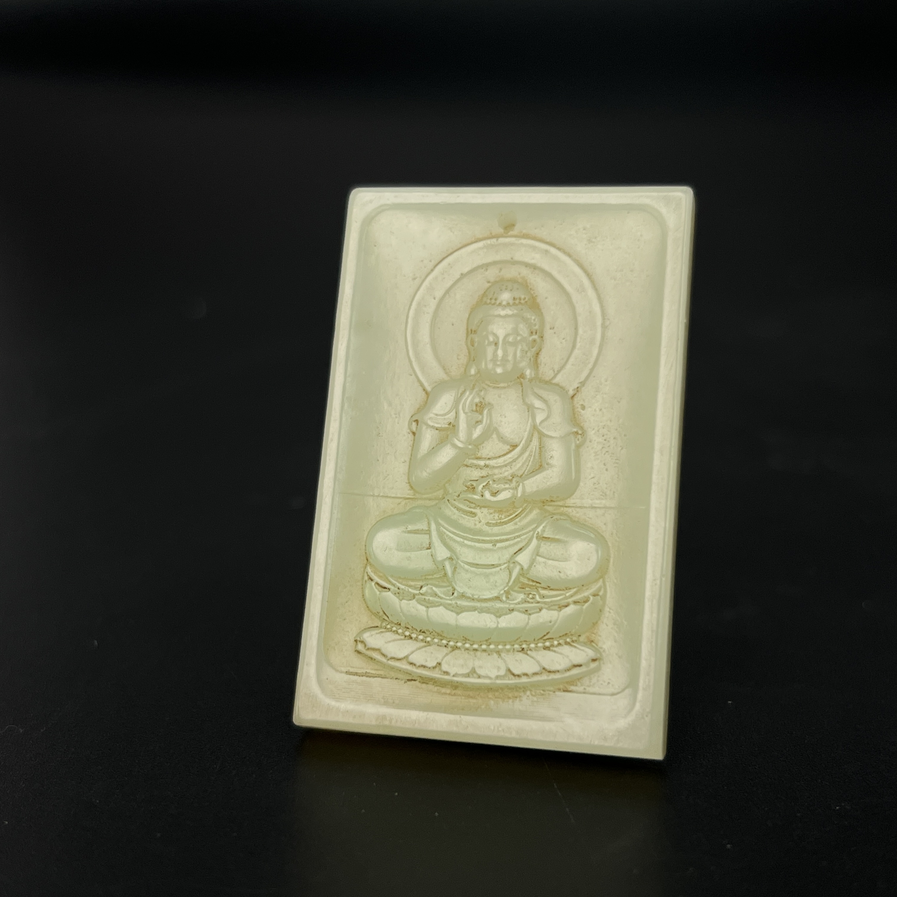 "晚清民国和田玉佛牌/ DL025762/ 古玩/收藏/德州文物"