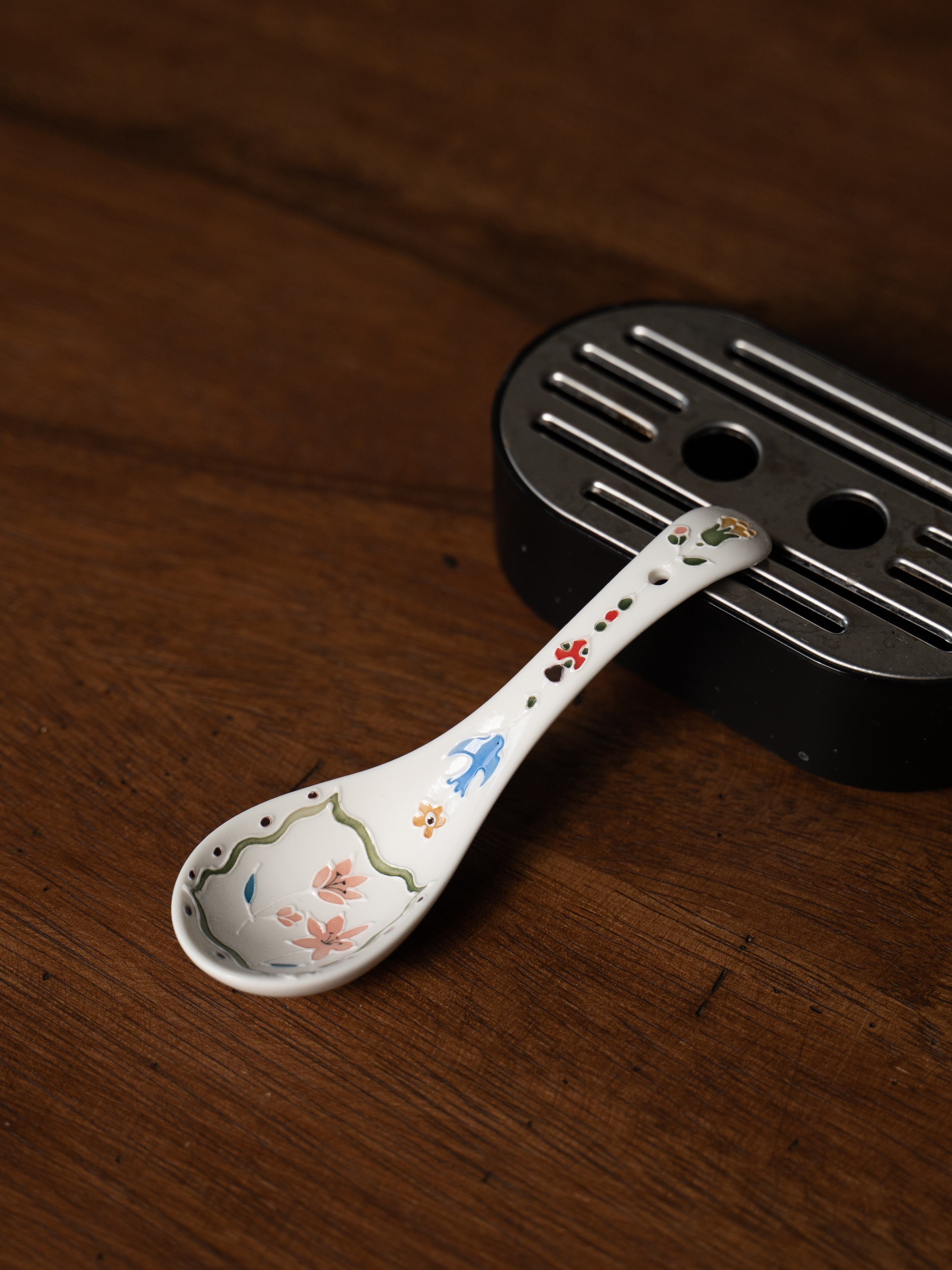 上禾下皿 | 小清新小粉花飞鸟陶瓷勺