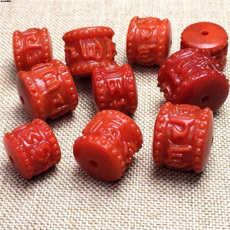 天然珠宝玉石玛瑙配珠六字真言11㎜/1颗直播选购多样性发其一
