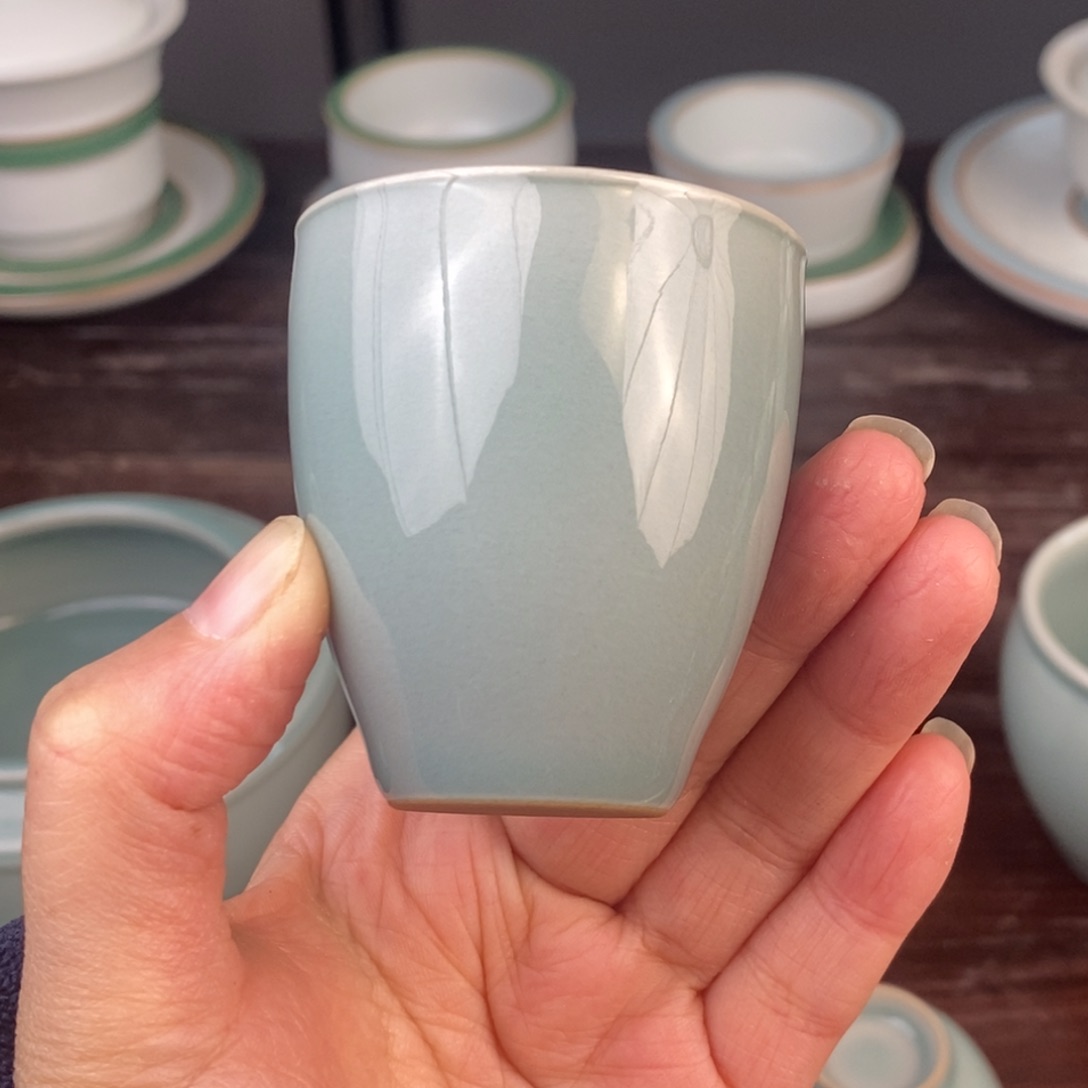 朱砂胎粉青釉 闻香杯 不开片