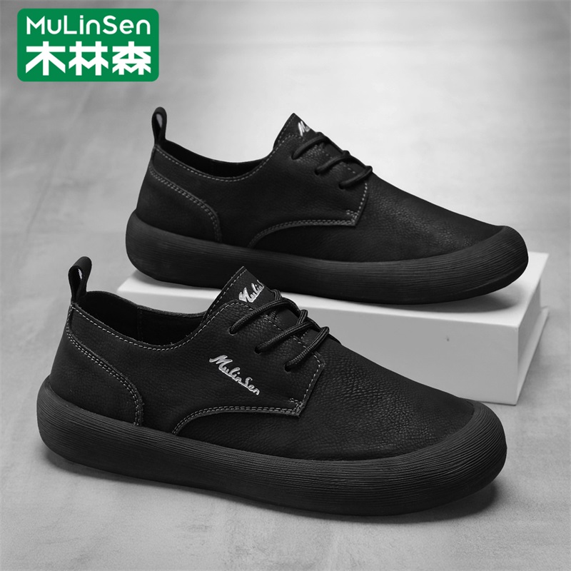 木林森休闲皮鞋男冬季2025新款商务工作鞋宽楦软底防滑开车男鞋子