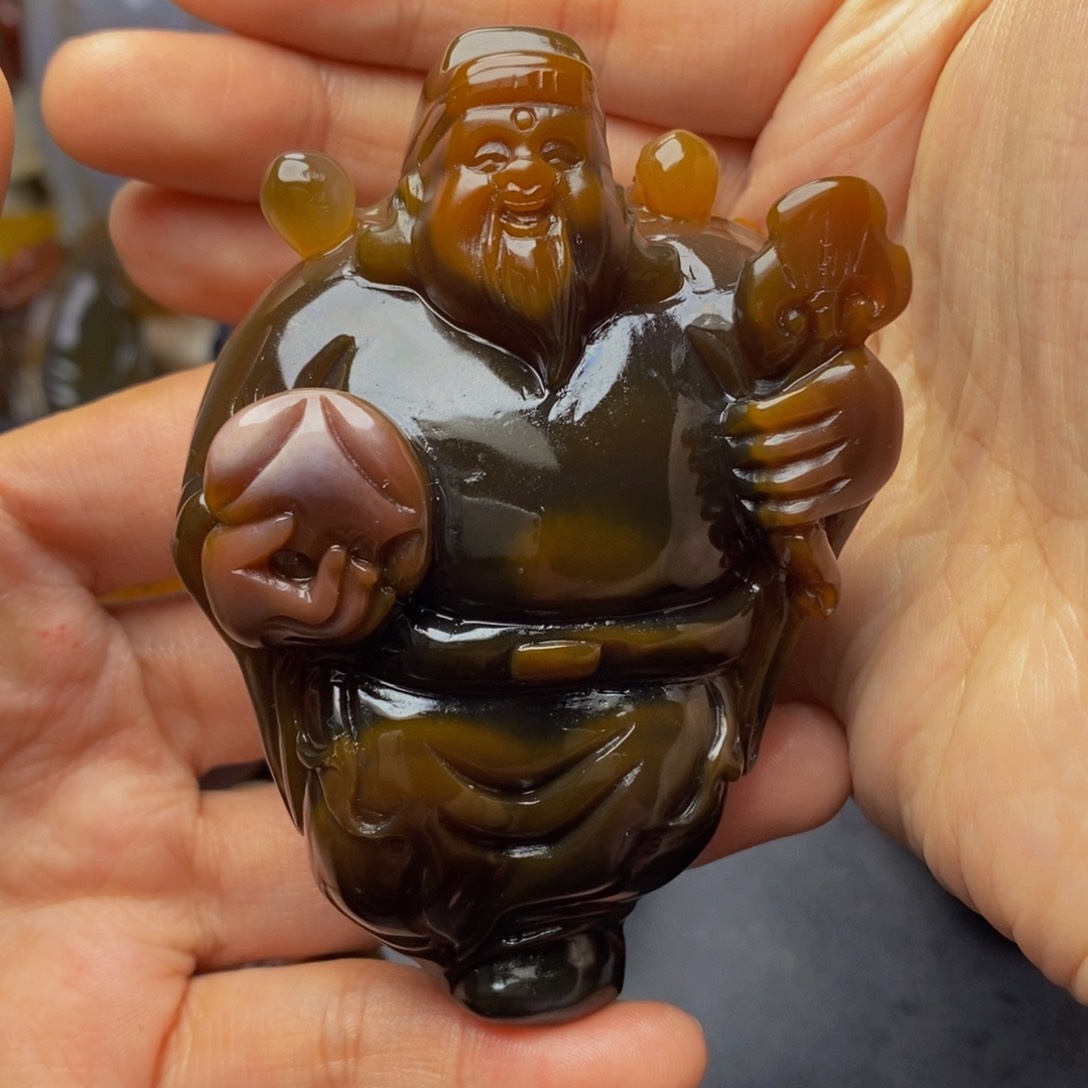 玛瑙/玉髓手把件未镶嵌浴**生