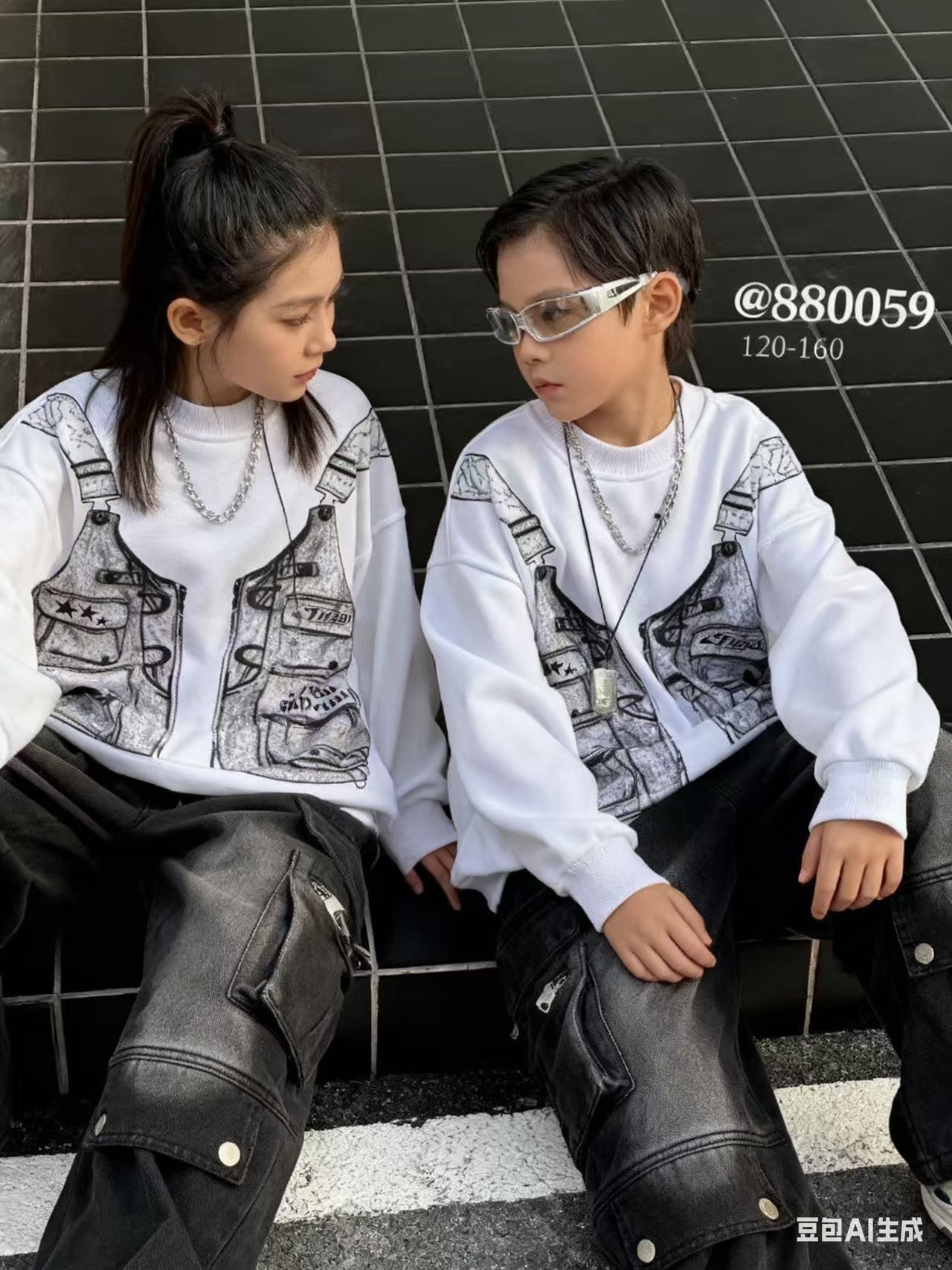 DN潮童原创设计冬季加绒休闲卫衣880059