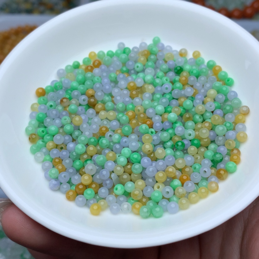 【闪购商品】翡翠手链未镶嵌卡3.5精品春三彩10颗