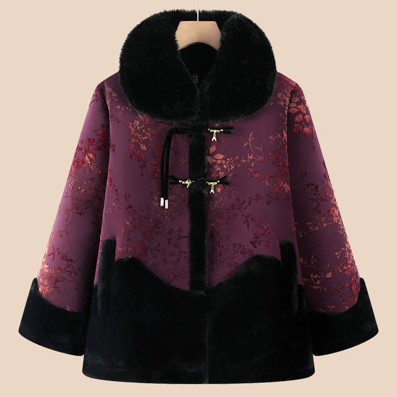 奶奶装冬装棉衣加绒棉服老年人妈妈新款保暖外套老太太棉袄女