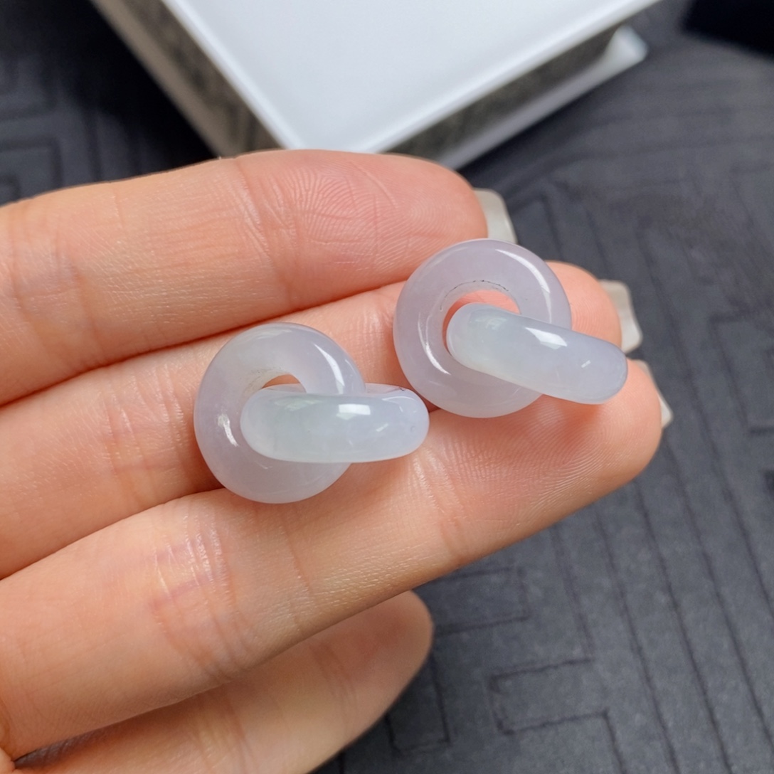 翡翠未镶嵌耳饰冰双环